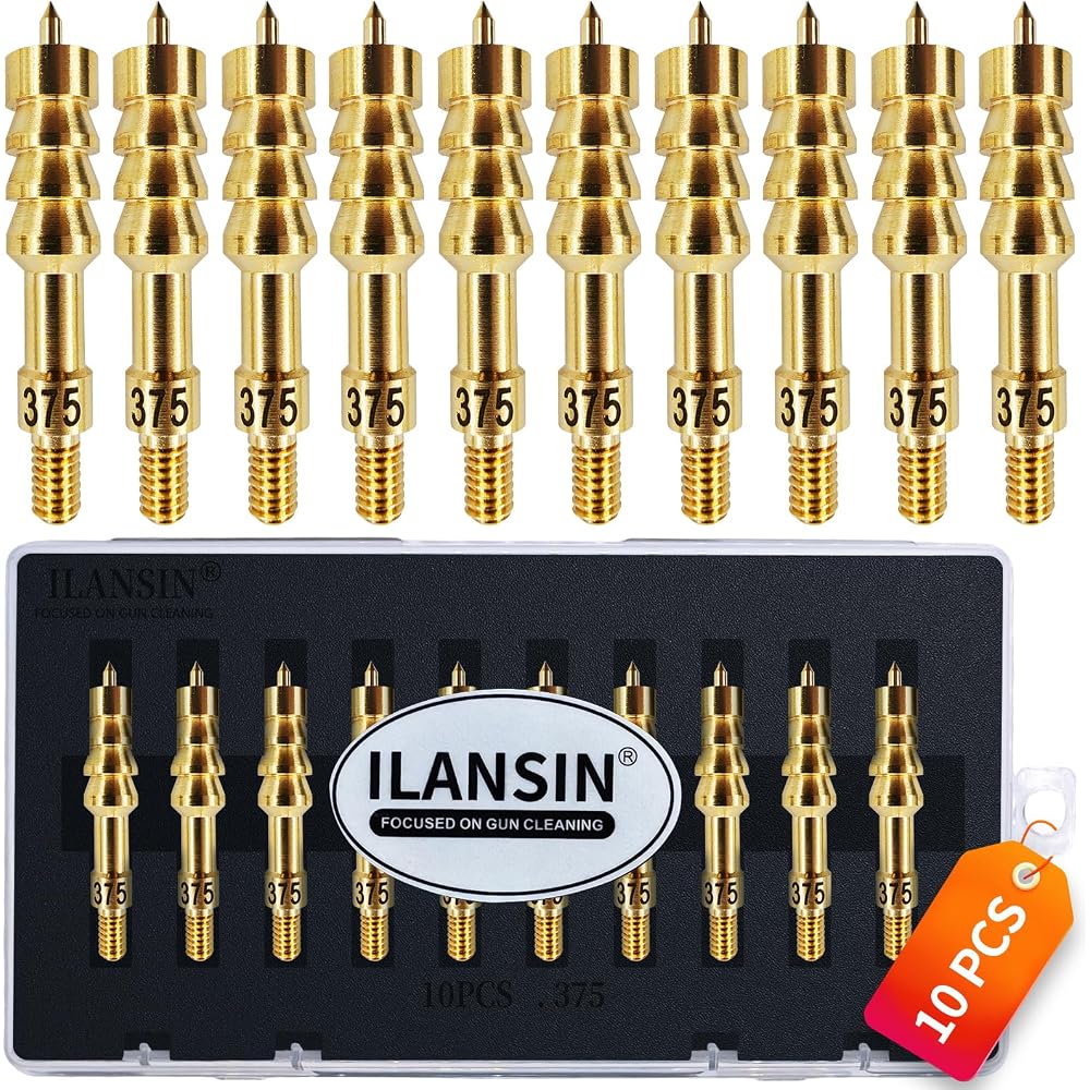 ILANSIN 10PCS Solid Brass Gun Cleaning Jags Supplies .375 Cal 9.5mm Caliber Rifle Cleaning Kit | OEM & Wholesale
