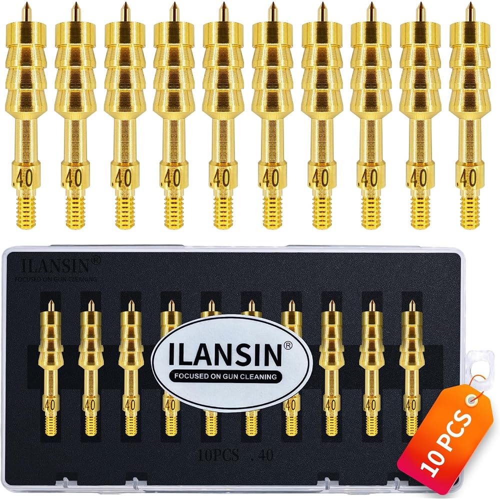 ILANSIN 10PCS Solid Brass Gun Cleaning Jags Supplies .40 Cal 10mm Caliber Rifle Cleaning Kit | OEM & Wholesale