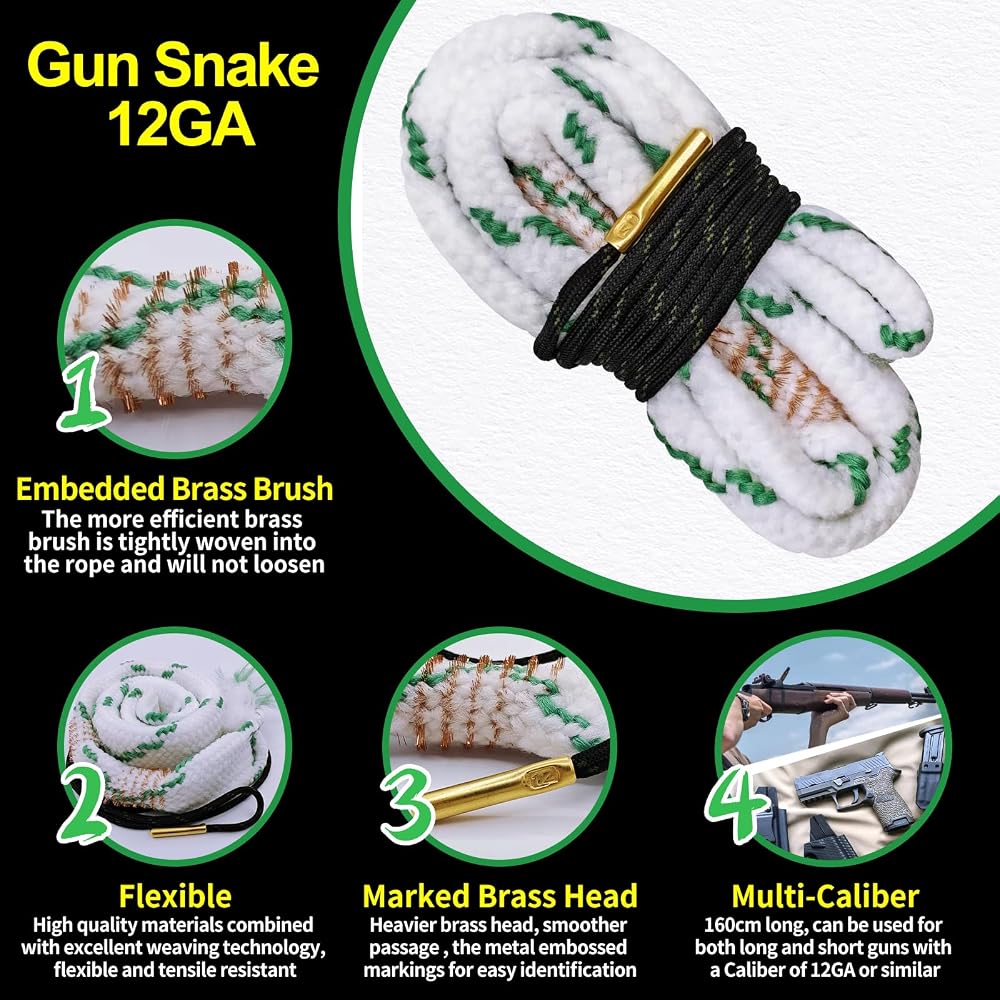 12GA Gun Cleaning Kit - 12 Gauge Bore Snake + 5oz CLP 12GA Gun Cleaning Kit - 12 Gauge Bore Snake + 5oz CLP