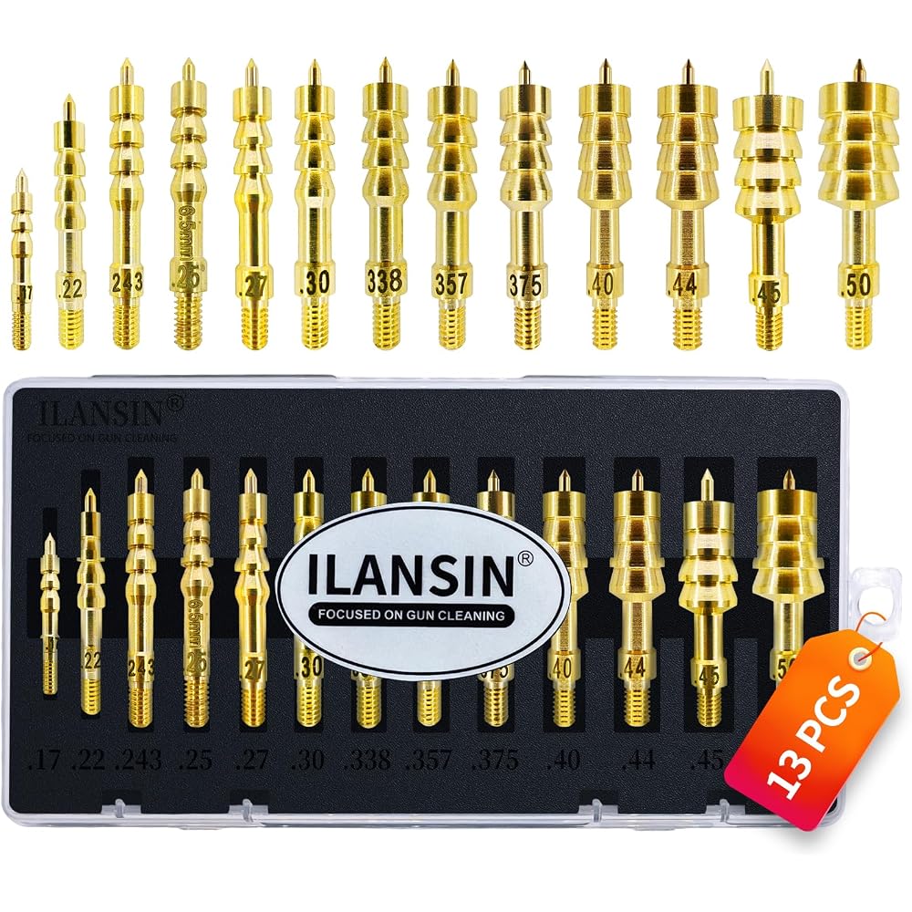 ILANSIN 13PCS Solid Brass Gun Cleaning Jags Supplies All Caliber (.17 to .50) Rifle Cleaning | OEM & Wholesale