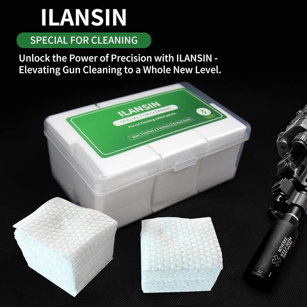 ILANSIN 2000PCS 100% Pure Cotton Gun Cleaning Patches 2"x2" Lint Free Gun Cleaning Cloth — ILANSIN OEM & wholesale gun cleaning supplies ILANSIN 2000PCS 100% Pure Cotton Gun Cleaning Patches 2"x2" Lint Free Gun Cleaning Cloth — ILANSIN OEM & wholesale gun cleaning supplies