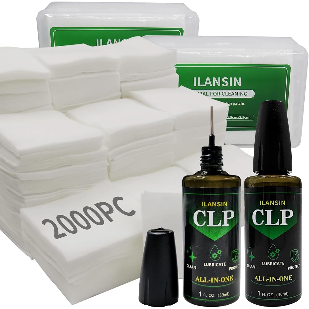 ILANSIN 2000PCS Cotton Gun Cleaning Patches+ 2 Bottles CLP Oil (60ml) | OEM & Wholesale