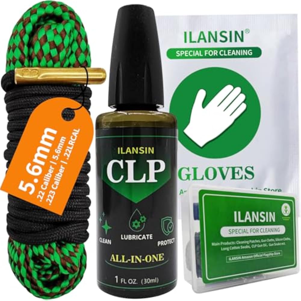 ILANSIN .22 / 5.56mm Bore Cleaner Kit | 30ml Needle CLP Oil + Bore Snake + Gloves | OEM & Wholesale