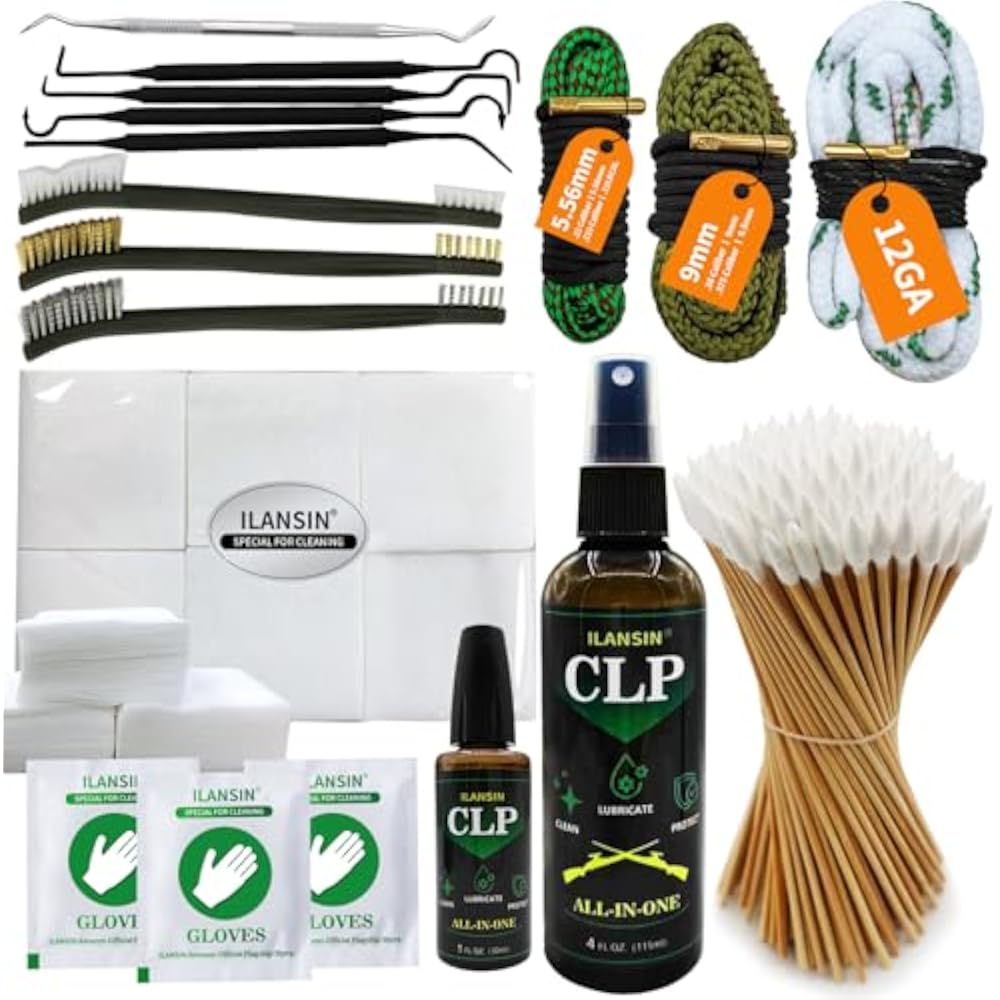 ILANSIN 3-Snake Gun Cleaning Kit | 12GA / 5.56mm / 9mm Bore Snakes + 5oz CLP | Multi Caliber | OEM & Wholesale