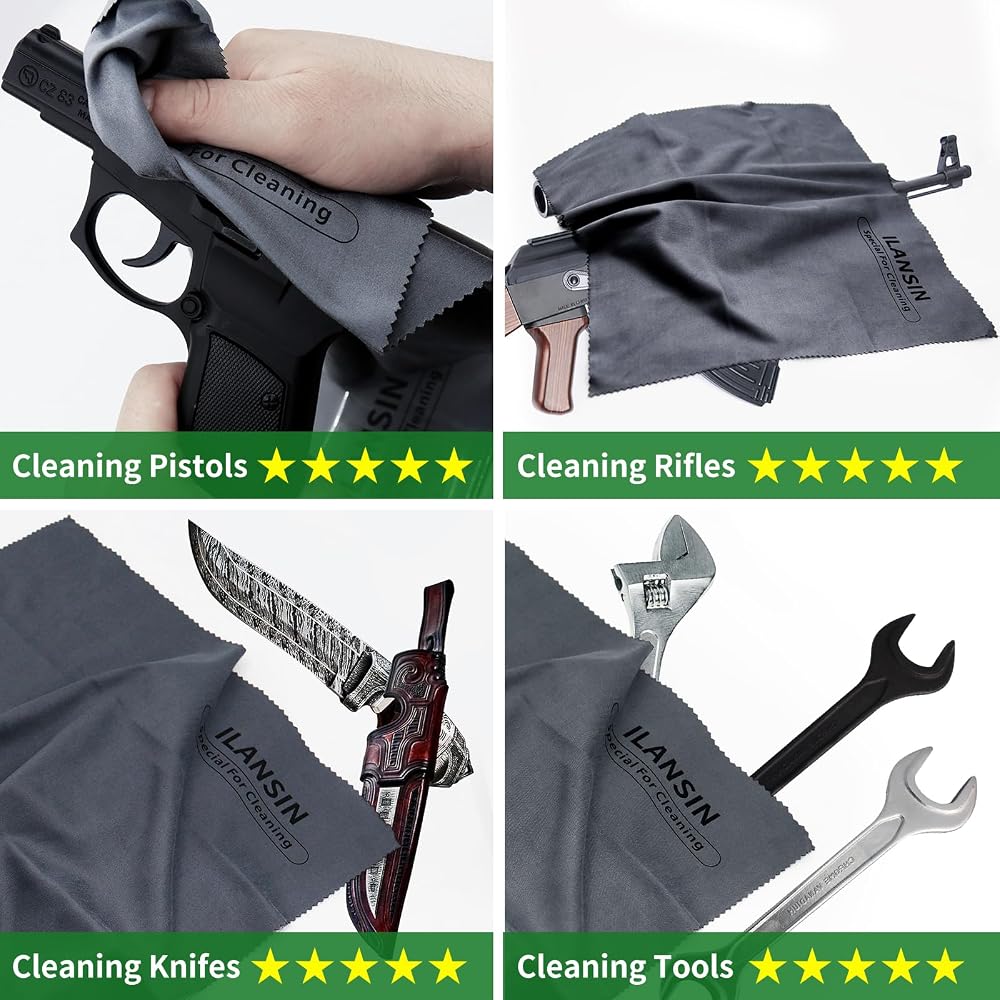ILANSIN 4Pack Technology Microfiber Black/Gray Gun Cloth-Large Size-Lint Free-Reusable Gun — ILANSIN OEM & wholesale gun cleaning supplies ILANSIN 4Pack Technology Microfiber Black/Gray Gun Cloth-Large Size-Lint Free-Reusable Gun — ILANSIN OEM & wholesale gun cleaning supplies