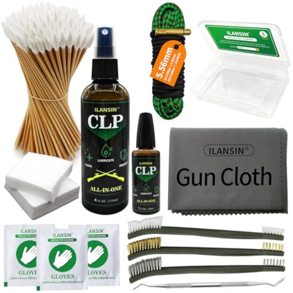 ILANSIN 5.56mm Gun Cleaning Kit | .22 / .223 Bore Snake + 5oz CLP Oil, Patches, Swabs | OEM & Wholesale