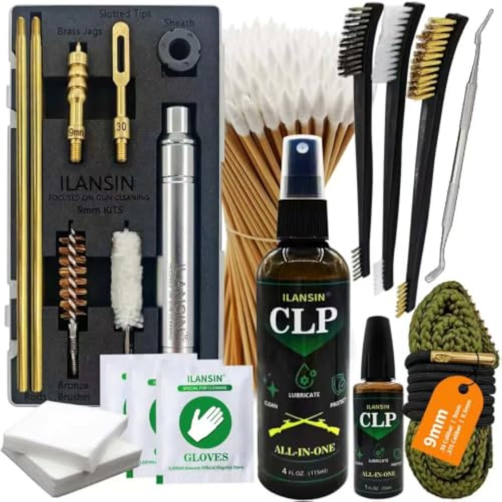 ILANSIN 9mm Almighty Gun Cleaning Kit | Rod & Brush Set + Bore Snake + 5oz CLP | OEM & Wholesale