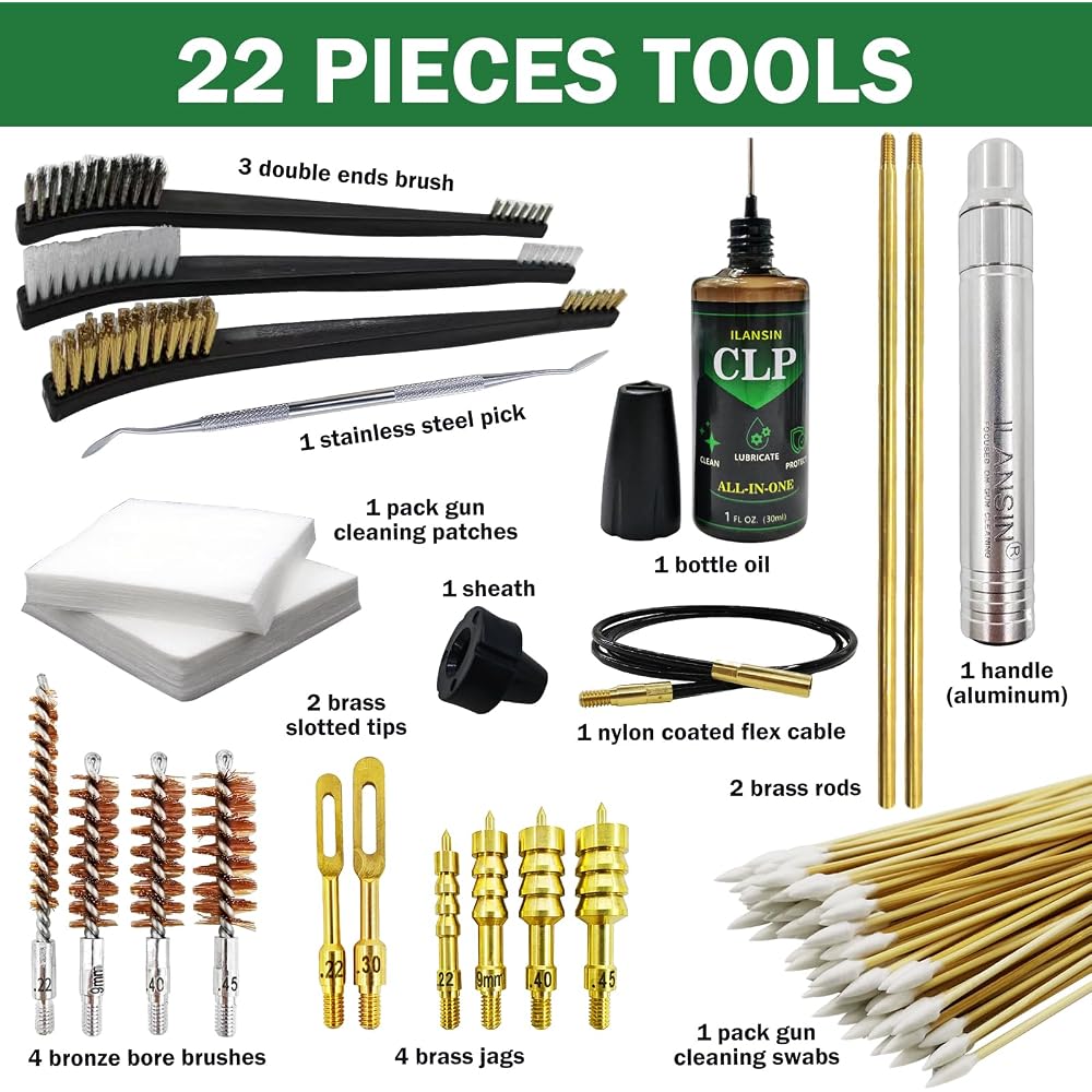 Universal Gun Cleaning Kit with Oil Bag - 7 Calibers Universal Gun Cleaning Kit with Oil Bag - 7 Calibers