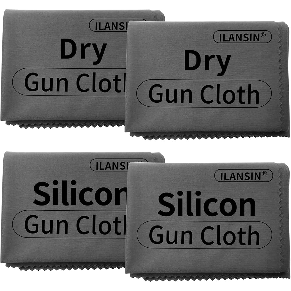 ILANSIN Universal Gun Cleaning Supplies - 2 Pack Dry Gun Cloths+ 2 Pack Silicon Cloths | OEM & Wholesale