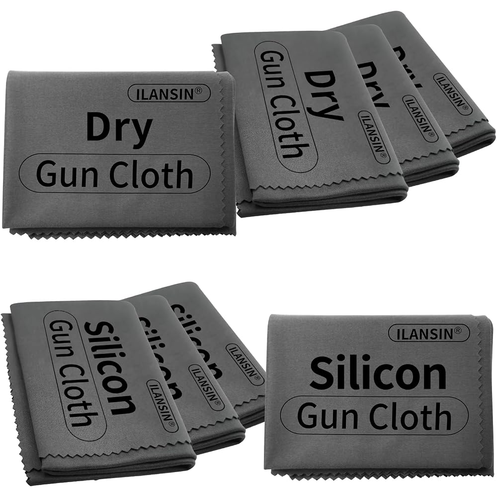ILANSIN Universal Gun Cleaning Supplies - 4 Pack Dry Gun Cloths+ 4 Pack Silicon Cloths | OEM & Wholesale
