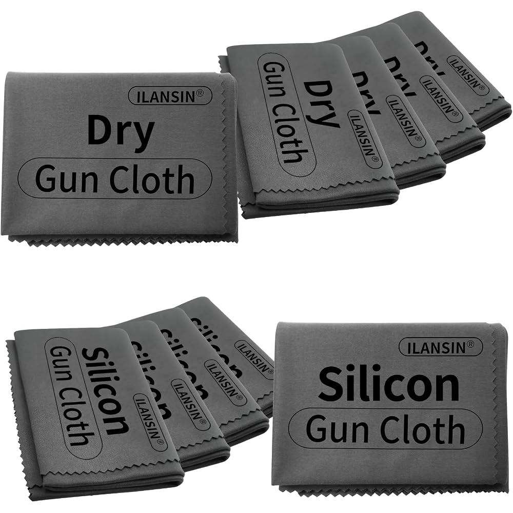 ILANSIN Universal Gun Cleaning Supplies - 5 Pack Dry Gun Cloths+ 5 Pack Silicon Cloths | OEM & Wholesale